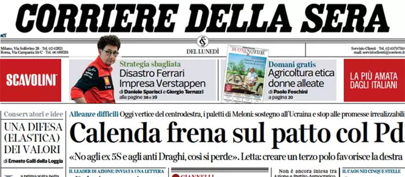 Le prime pagine di lunedì 1 agosto 2022