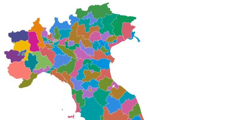 Una parte della mappa dei collegi uninominali alla Camera dei deputati