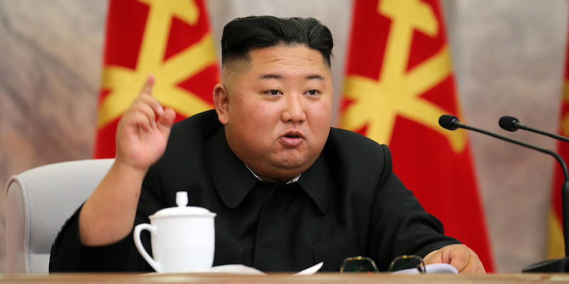Il leader della Corea del Nord Kim Jong-un /EPA/KCNA EDITORIAL USE ONLY via ANSA)