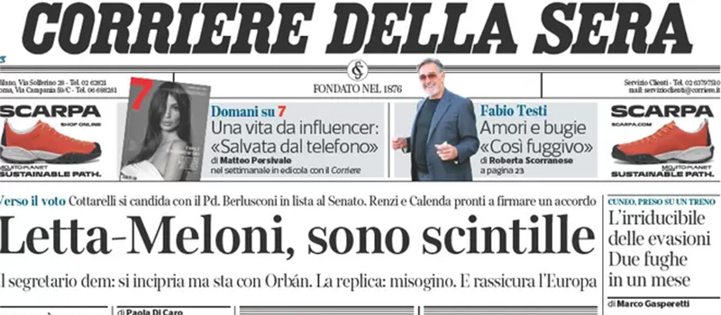 Le prime pagine di giovedì 11 agosto 2022