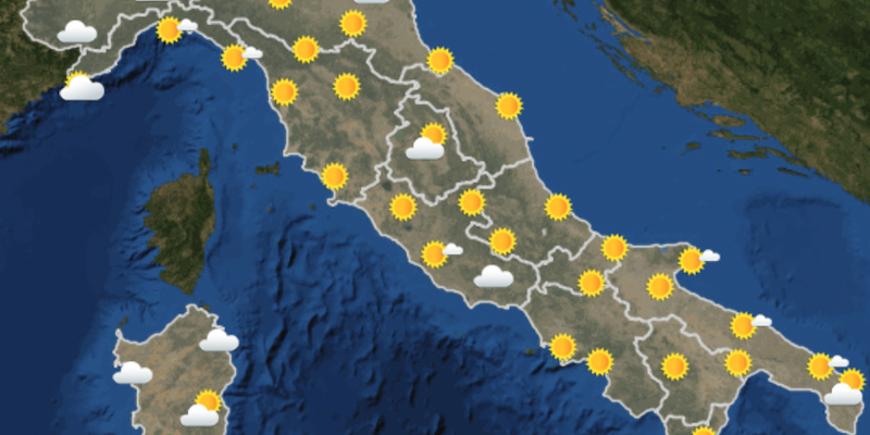 Le previsioni meteo per mercoledì 17 agosto