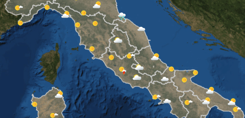 Le previsioni meteo per lunedì 22 agosto