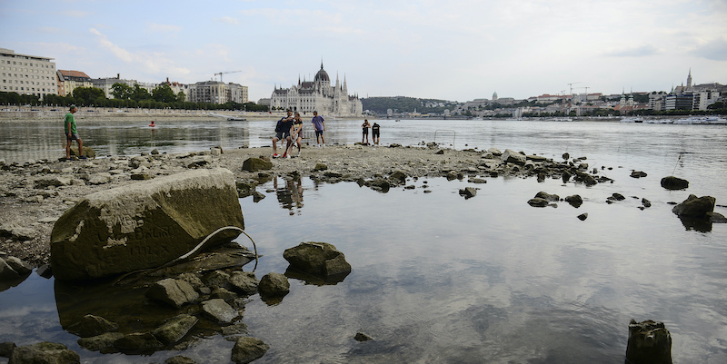 Terre dell'Isola Margherita, a Budapest, sul Danubio, riemerse a causa della siccità (AP Photo/Anna Szilagyi, File)