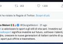 Twitter ha rimosso il tweet in cui Giorgia Meloni aveva pubblicato il video dello stupro avvenuto a Piacenza