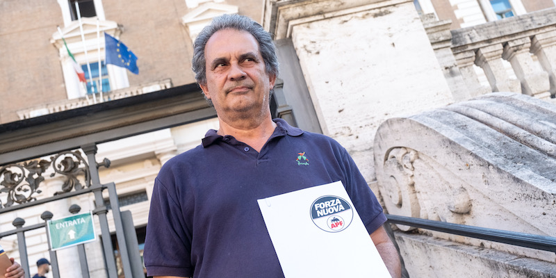 Il leader di Forza Nuova, Roberto Fiore, alla presentazione dei simboli elettorali al Viminale (Mauro Scrobogna/LaPresse) 