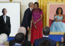 La presentazione dei ritratti di Barack e Michelle Obama che saranno esposti alla Casa Bianca