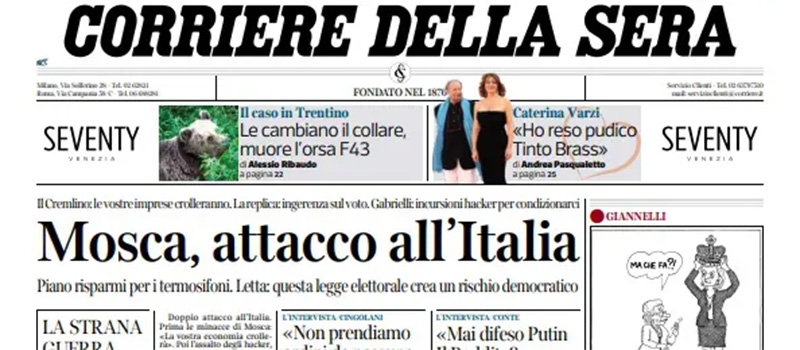 Le prime pagine di mercoledì 7 settembre 2022