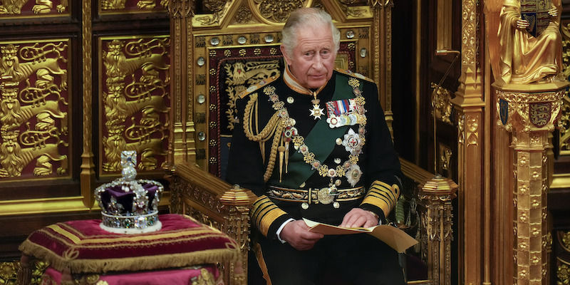 L'allora principe Carlo al Parlamento, a Londra, il 10 maggio 2022 (Alastair Grant - WPA Pool/Getty Images)