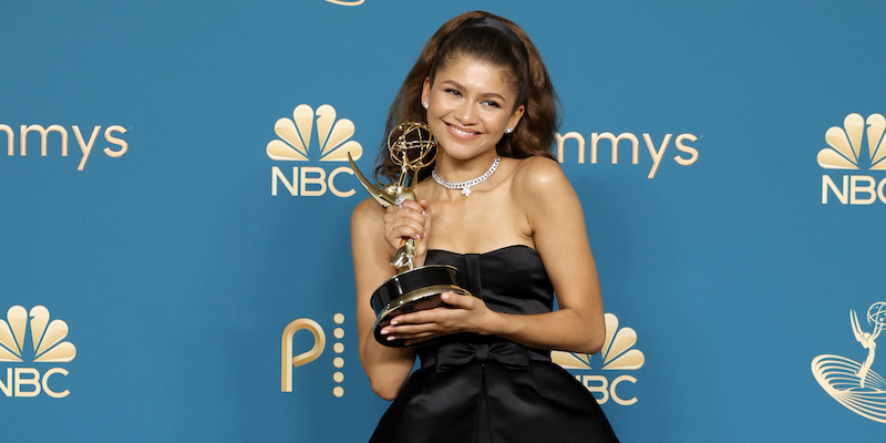 Zendaya premiata durante la cerimonia degli Emmy a Los Angeles, 12 settembre (Frazer Harrison/ Getty Images)