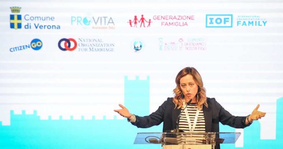 Giorgia Meloni al XIII Congresso Mondiale delle Famiglie, Verona, 30 marzo 2019 (Claudio Martinelli/LaPresse)