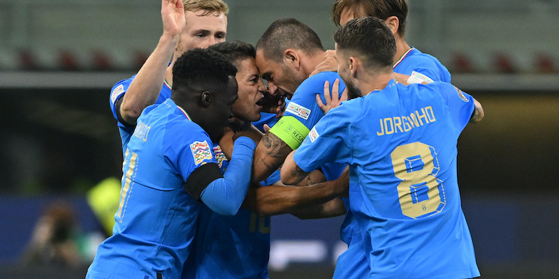 L'Italia dopo il gol di Giacomo Raspadori all'Inghilterra (Claudio Villa/Getty Images)