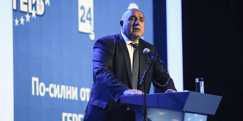 Boyko Borisov durante un evento della campagna elettorale a Sofia, 25 settembre (AP Photo/ Valentina Petrova)