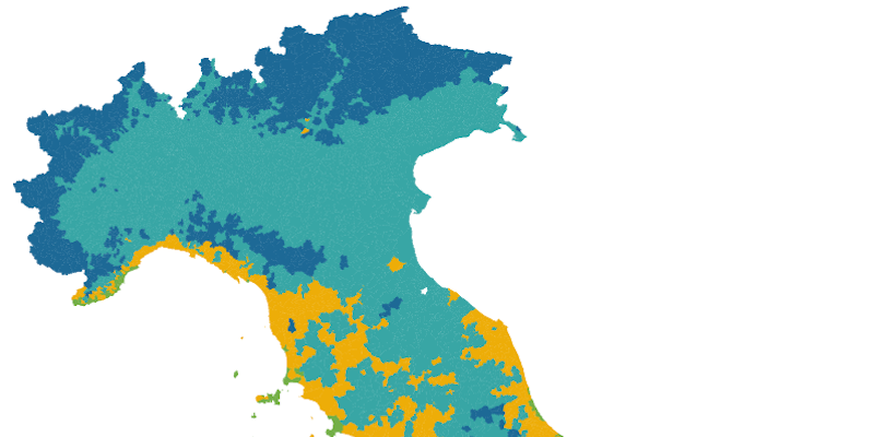 Uno screenshot della mappa con l'Italia divisa in zone climatiche
