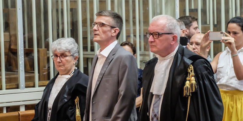 Stefano Binda durante la lettura della sentenza in appello per l'omicidio di Lidia Macchi nel luglio del 2019 (LaPresse, Matteo Corner)