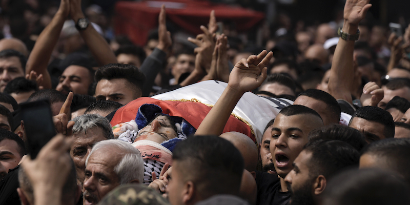 I funerali di Tamer al Kilani a Nablus, 23 ottobre 2022 (AP Photo/Majdi Mohammed)