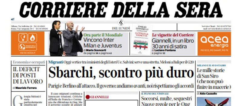 Le prime pagine di lunedì 14 novembre 2022
