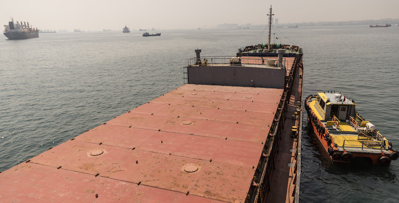 Una nave cargo ucraina nel porto di Istanbul, Turchia (Chris McGrath/Getty Images)