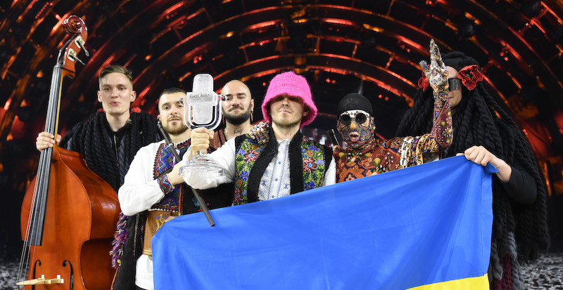 Il gruppo ucraino Kalush Orchestra, vincitore dell'ultima edizione (Giorgio Perottino/Getty Images)