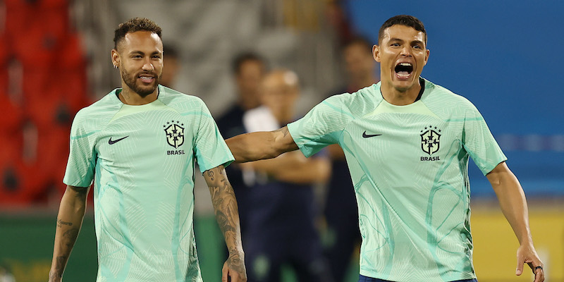 Neymar e Thiago Silva in allenamento col Brasile (Christopher Lee/Getty Images)