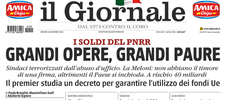 Le prime pagine di venerdì 25 novembre 2022