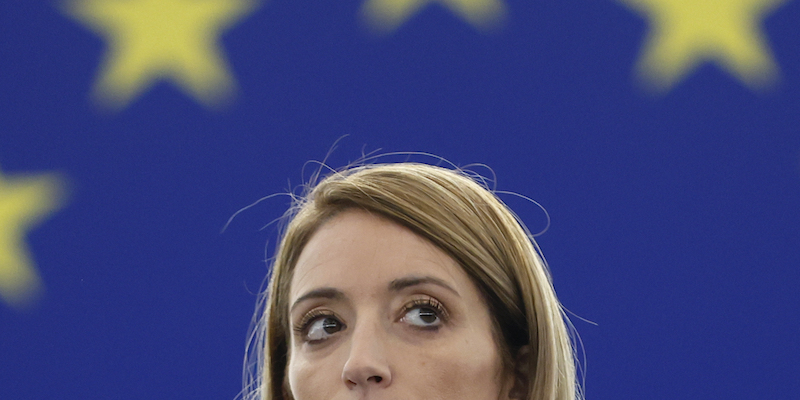 La presidente del Parlamento Europeo, Roberta Metsola (AP Photo/Jean-Francois Badias)