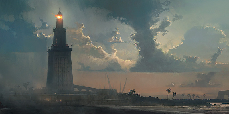 Il faro di Alessandria d'Egitto con il molo nel videogioco “Assassin's Creed: Origins” (Martin Deschambault/Ubisoft)