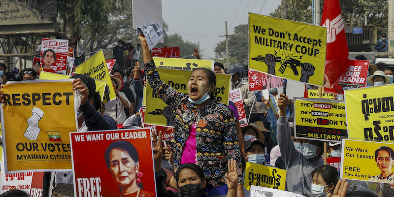 Una protesta in Myanmar contro la giunta militare (AP Photo, File)