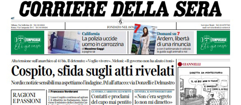 Le prime pagine di giovedì 2 febbraio 2023