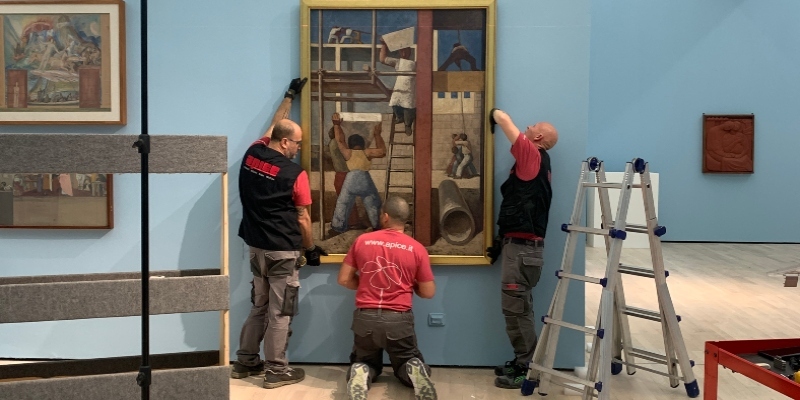 Un'immagine dell'allestimento della mostra "Giotto e il Novecento" del 2022-2023 (Mart)