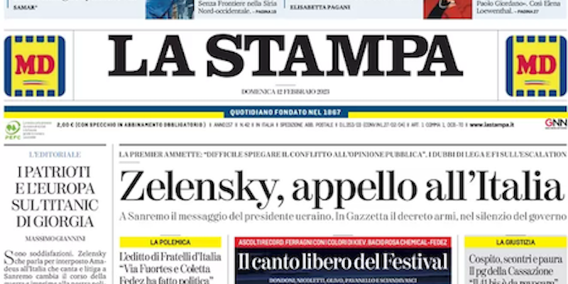 Le prime pagine di domenica 12 febbraio 2023