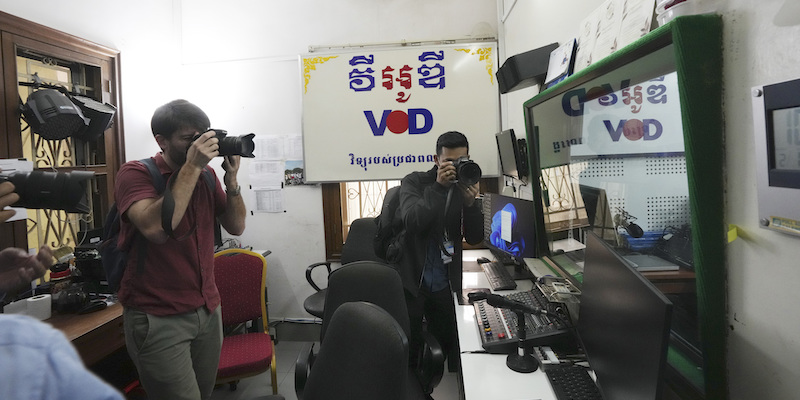 La sede di Voice of Democracy, VOD, a Phnom Penh (AP Photo/Heng Sinith)