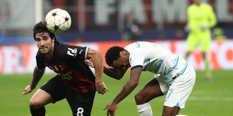 Sandro Tonali e Raheem Sterling in Milan-Chelsea (Marco Luzzani/Getty Images)