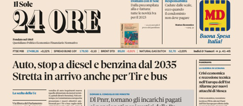 Le prime pagine di mercoledì 15 febbraio 2023