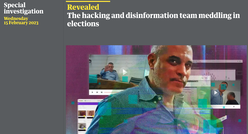 Uno screenshot dell'homepage del sito del Guardian il 15 febbraio