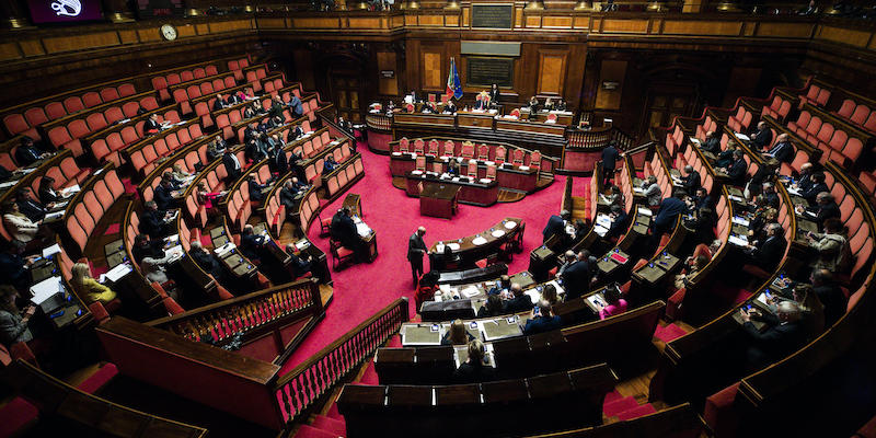 L'aula del Senato durante la discussione sul decreto Milleproroghe (ANSA/ANGELO CARCONI)