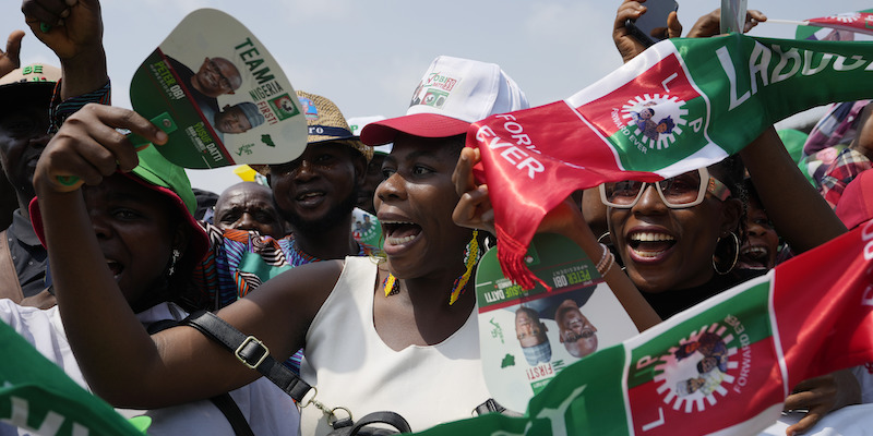 Sostenitrici del candidato alle elezioni presidenziali nigeriane Peter Obi (AP Photo/Sunday Alamba, File)
