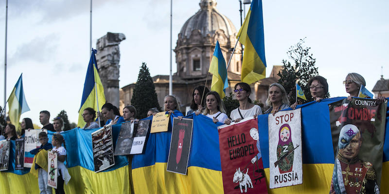 Una manifestazione organizzata a Roma dall'Associazione Cristiana degli Ucraini in Italia lo scorso ottobre (ANSA/ANGELO CARCONI)