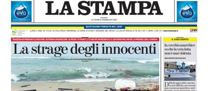 Le prime pagine di lunedì 27 febbraio 2023