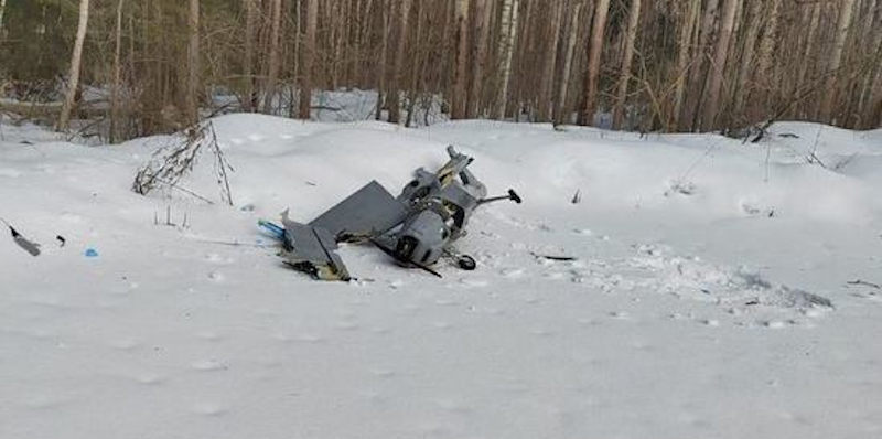 Una foto del drone caduto vicino a Kolomna