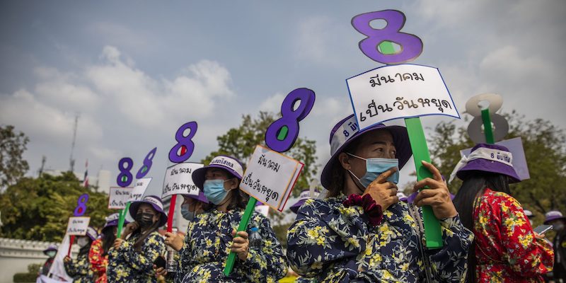 Una manifestazione a Bangkok, in Thailandia, per l'8 marzo del 2022
(Lauren DeCicca/Getty Images)