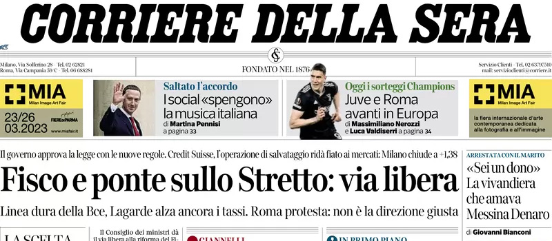 Le prime pagine di venerdì 17 marzo 2023