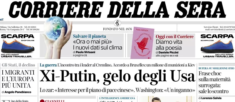 Le prime pagine di martedì 21 marzo 2023