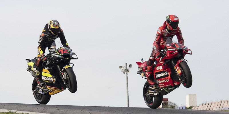 Le Ducati di Francesco Bagnaia e Marco Bezzecchi nei test in Portogallo (Mirco Lazzari/Getty Images)