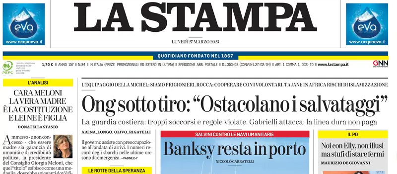 Le prime pagine di lunedì 27 marzo 2023