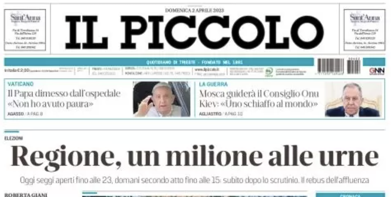 Le prime pagine di domenica 2 aprile 2023