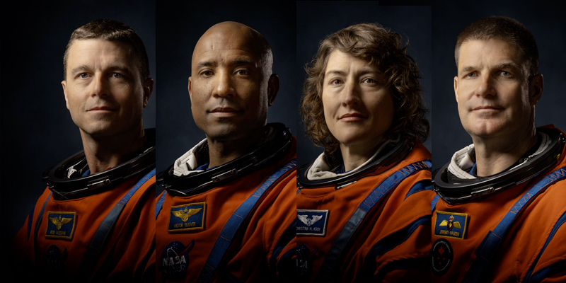 Reid Wiseman, Victor Glover, Christina Koch e Jeremy Hansen (NASA, CSA)
