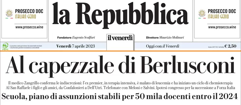 Le prime pagine di venerdì 7 aprile 2023
