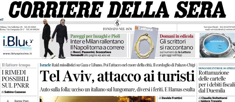 Le prime pagine di sabato 8 aprile 2023