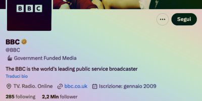 La BBC si è lamentata per l'etichetta di «testata finanziata dal governo» su Twitter