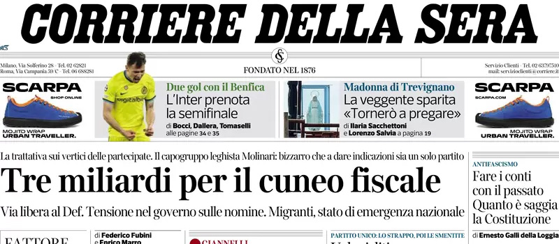 Le prime pagine di mercoledì 12 aprile 2023